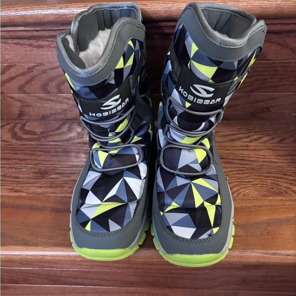 Hobibear Kids Geometric Snow Boots - Black and Yellow